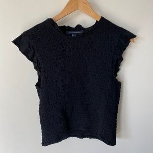 French Connection Black Shirred Sleeveless Top | Size M